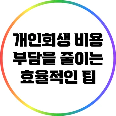 개인회생 비용 부담을 줄이는 효율적인 팁