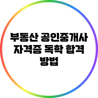 부동산 공인중개사 자격증 독학 합격 방법