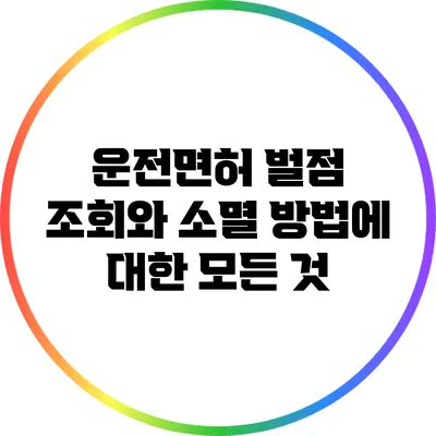 운전면허 벌점 조회와 소멸 방법에 대한 모든 것