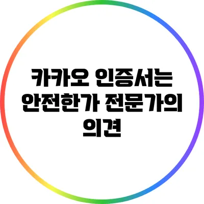 카카오 인증서는 안전한가? 전문가의 의견