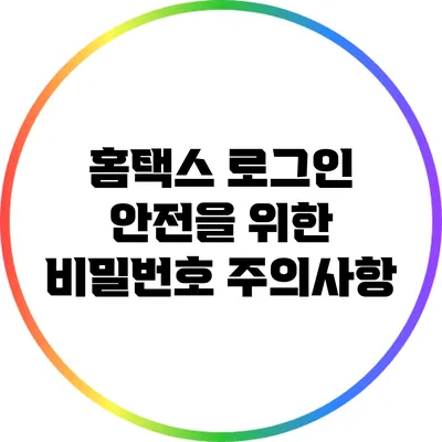 홈택스 로그인 안전을 위한 비밀번호 주의사항