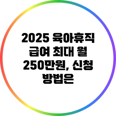 2025 육아휴직 급여 최대 월 250만원, 신청 방법은?