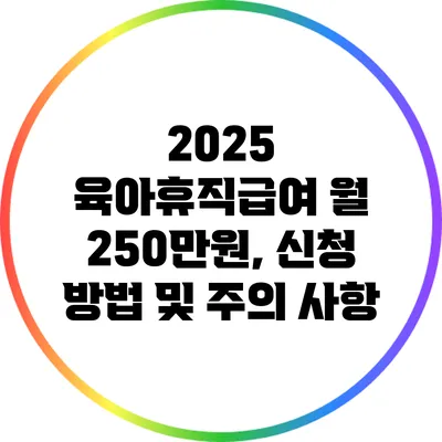 2025 육아휴직급여 월 250만원, 신청 방법 및 주의 사항