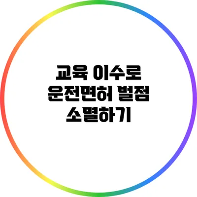 교육 이수로 운전면허 벌점 소멸하기