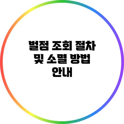 벌점 조회 절차 및 소멸 방법 안내