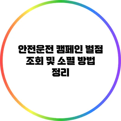 안전운전 캠페인: 벌점 조회 및 소멸 방법 정리