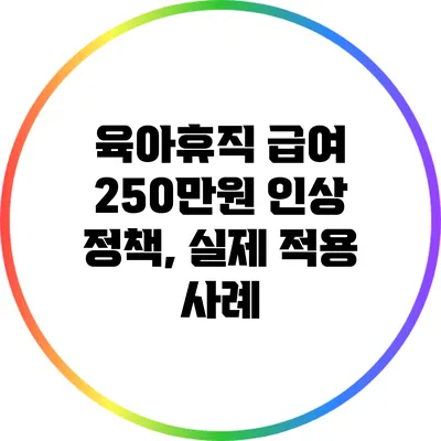 육아휴직 급여 250만원 인상 정책, 실제 적용 사례