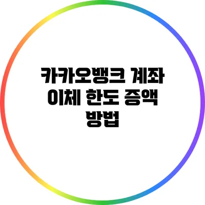 카카오뱅크 계좌 이체 한도 증액 방법