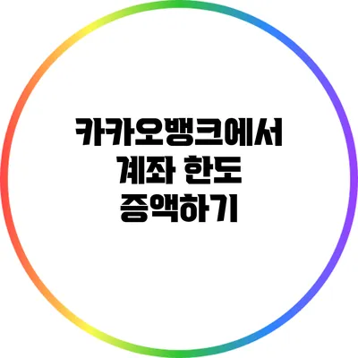 카카오뱅크에서 계좌 한도 증액하기