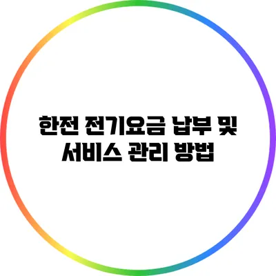 한전 전기요금 납부 및 서비스 관리 방법