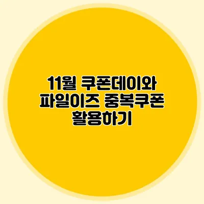 11월 쿠폰데이와 파일이즈 중복쿠폰 활용하기