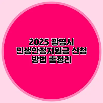 2025 광명시 민생안정지원금 신청 방법 총정리