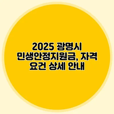2025 광명시 민생안정지원금, 자격 요건 상세 안내