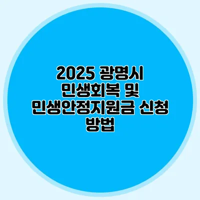 2025 광명시 민생회복 및 민생안정지원금 신청 방법