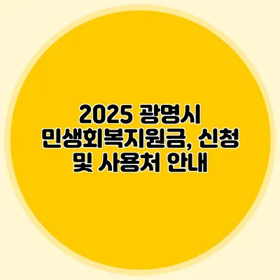 2025 광명시 민생회복지원금, 신청 및 사용처 안내
