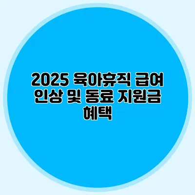 2025 육아휴직 급여 인상 및 동료 지원금 혜택