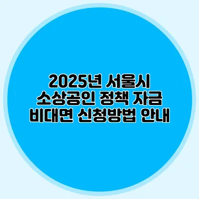 2025년 서울시 소상공인 정책 자금 비대면 신청방법 안내