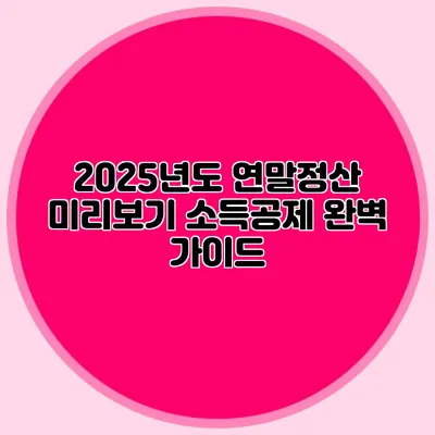 2025년도 연말정산 미리보기 소득공제 완벽 가이드