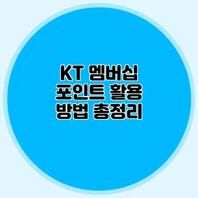 KT 멤버십 포인트 활용 방법 총정리
