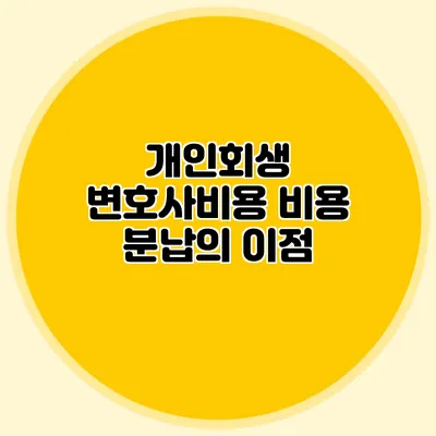 개인회생 변호사비용 비용 분납의 이점