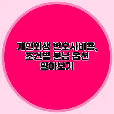 개인회생 변호사비용, 조건별 분납 옵션 알아보기