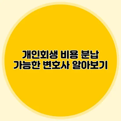 개인회생 비용 분납 가능한 변호사 알아보기