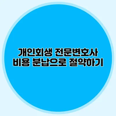 개인회생 전문변호사 비용 분납으로 절약하기