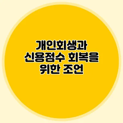 개인회생과 신용점수 회복을 위한 조언