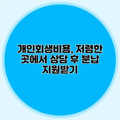 개인회생비용, 저렴한 곳에서 상담 후 분납 지원받기