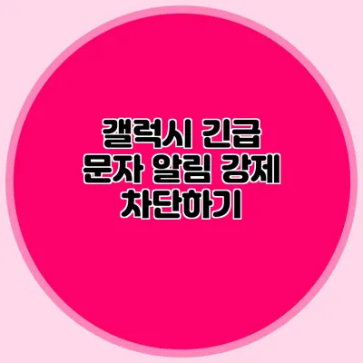갤럭시 긴급 문자 알림 강제 차단하기