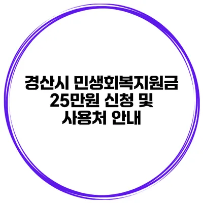 경산시 민생회복지원금 25만원 신청 및 사용처 안내
