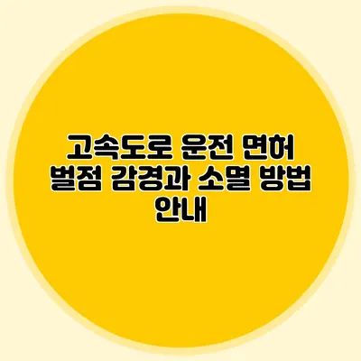 고속도로 운전 면허 벌점 감경과 소멸 방법 안내