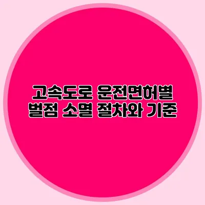 고속도로 운전면허별 벌점 소멸 절차와 기준