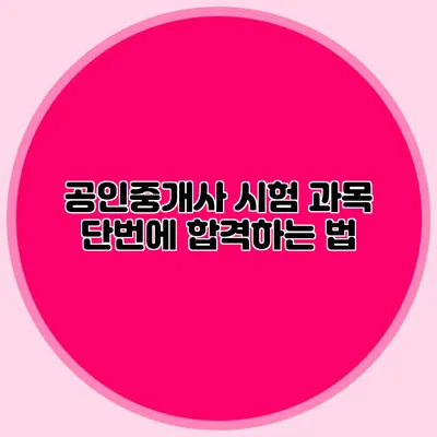 공인중개사 시험 과목: 단번에 합격하는 법