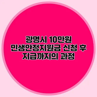 광명시 10만원 민생안정지원금 신청 후 지급까지의 과정