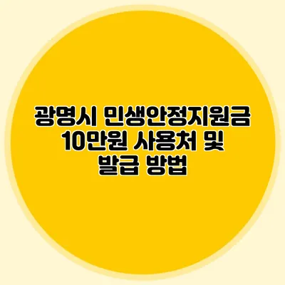 광명시 민생안정지원금 10만원 사용처 및 발급 방법