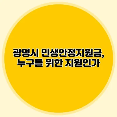 광명시 민생안정지원금, 누구를 위한 지원인가?