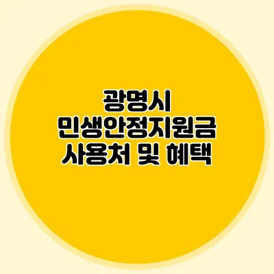 광명시 민생안정지원금 사용처 및 혜택