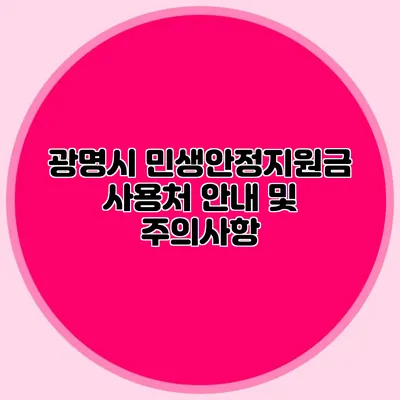 광명시 민생안정지원금 사용처 안내 및 주의사항