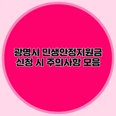 광명시 민생안정지원금 신청 시 주의사항 모음