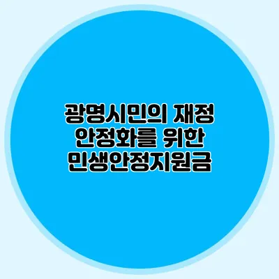광명시민의 재정 안정화를 위한 민생안정지원금