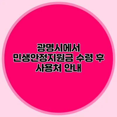 광명시에서 민생안정지원금 수령 후 사용처 안내
