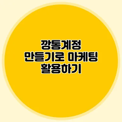 깡통계정 만들기로 마케팅 활용하기