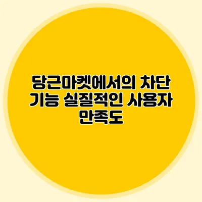 당근마켓에서의 차단 기능 실질적인 사용자 만족도