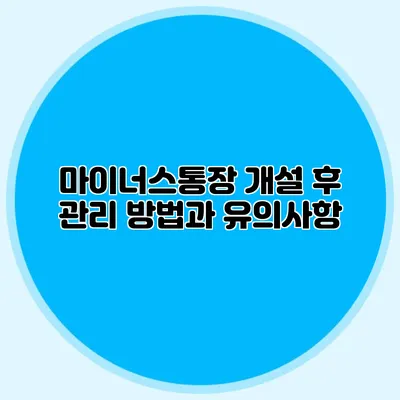 마이너스통장 개설 후 관리 방법과 유의사항