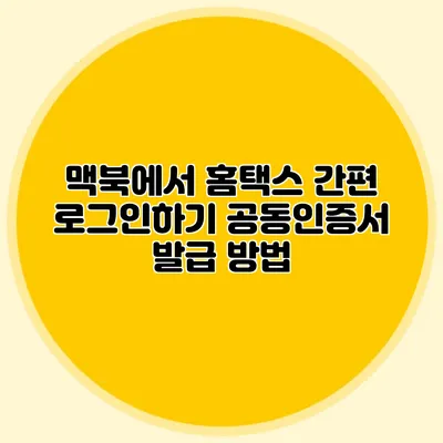 맥북에서 홈택스 간편 로그인하기: 공동인증서 발급 방법