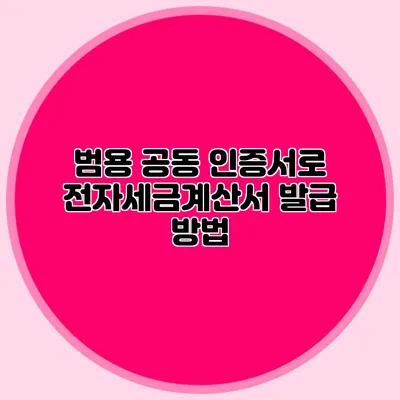 범용 공동 인증서로 전자세금계산서 발급 방법