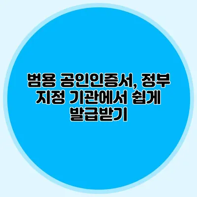 범용 공인인증서, 정부 지정 기관에서 쉽게 발급받기