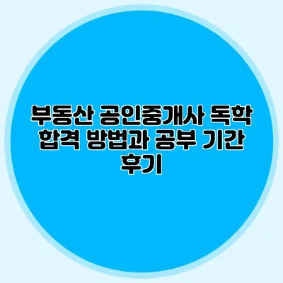 부동산 공인중개사 독학 합격 방법과 공부 기간 후기
