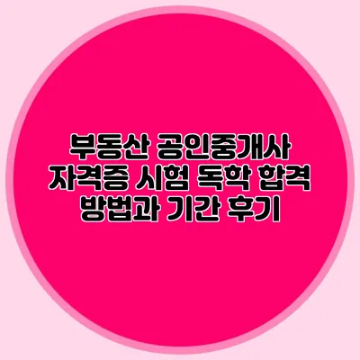 부동산 공인중개사 자격증 시험 독학 합격 방법과 기간 후기